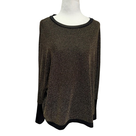 Frank Lyman Design Tops - Frank Lyman Gold Metallic Batwing Top Zipper Cuffs Size S/M